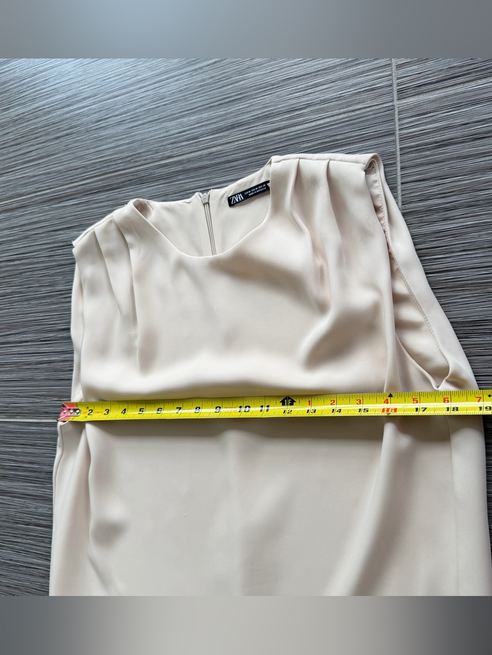 Zara Sleeveless Shift Dress in Soft Beige - Picture 3 of 4